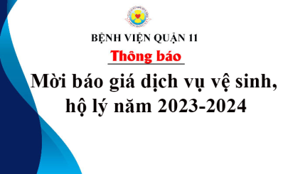 Thông báo về việc mời báo giá dịch vụ vệ sinh, hộ lý năm 2023-2024